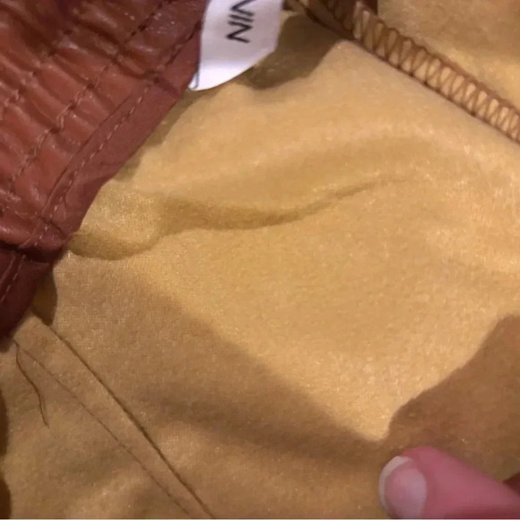 NWT Nine West Faux leather jogger trouser Sz S (2-4) Tan Maple Brown - Picture 3 of 9